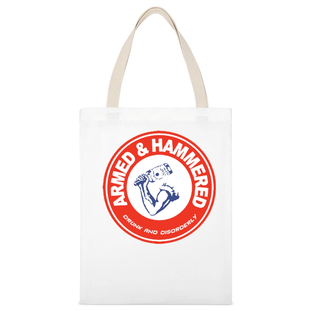 Armed And Hammered Funny Black White Canvas Tote Shopping Bag
