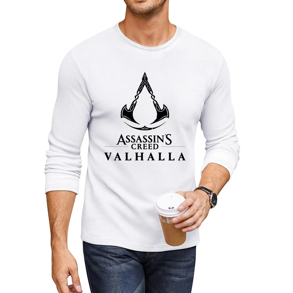 Assassins Creed Valhalla New Video Game Fan White Men CrewNeck Long Sleeve T-Shirt