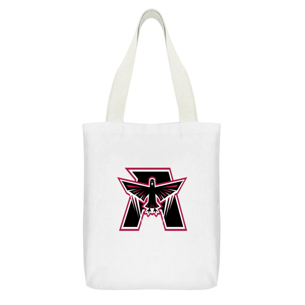 Atlanta Falcons Design Tshirt White Canvas Tote Shopping Bag With Interior Pocket