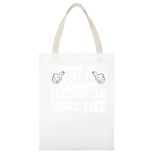 Awesome Electrician Tshirt Construction Humor White Canvas Tote Shopping Bag