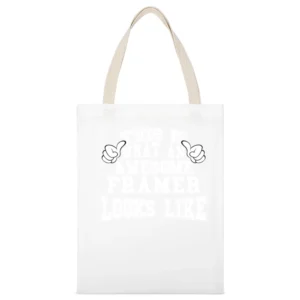 Awesome Framer Tshirt Construction Humor White Canvas Tote Shopping Bag