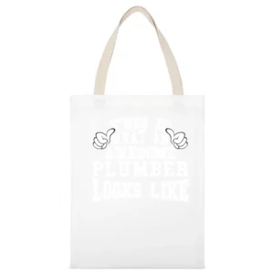 Awesome Plumber Tshirt Construction Humor Long Sleeve White Canvas Tote Shopping Bag