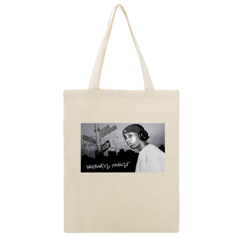 BIG L Tshirt Beige Canvas Tote Shopping Bag