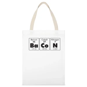 Bacon Elements Funny Periodic Table Geek Nerd Food White Canvas Tote Shopping Bag