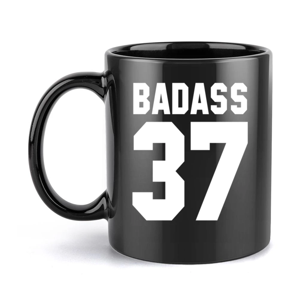 Badass 37 Popular Jersey Style PRINTED ON BACK Black Mug
