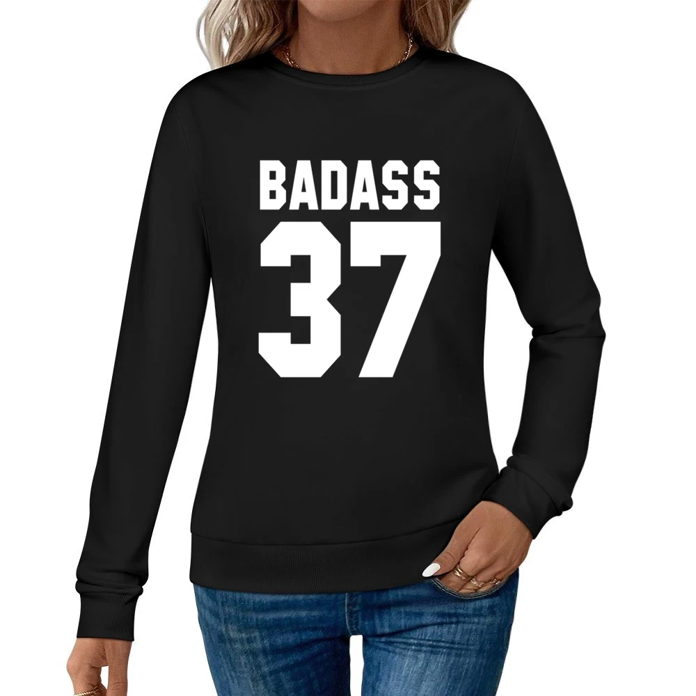 Badass 37 Popular Jersey Style PRINTED ON BACK Women Pullover Sweatshirt
