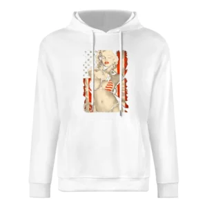 Badass Marilyn Monroe American Flag Bikini Gun Graphic European Size Men Hoodie