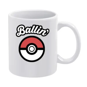 Ballin Pokemon Funny Pokeball Popular Graphic Anime Apparel White Mug