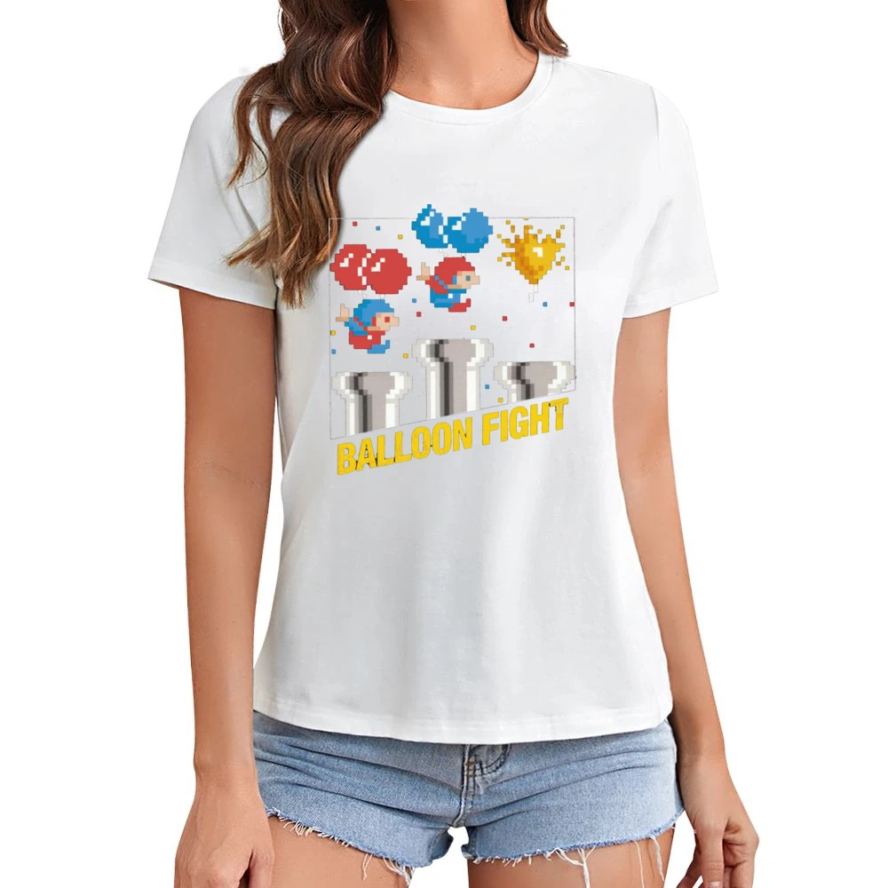Balloon Fight Video Game Retro 80s Asian Size Women Ladies T-shirt