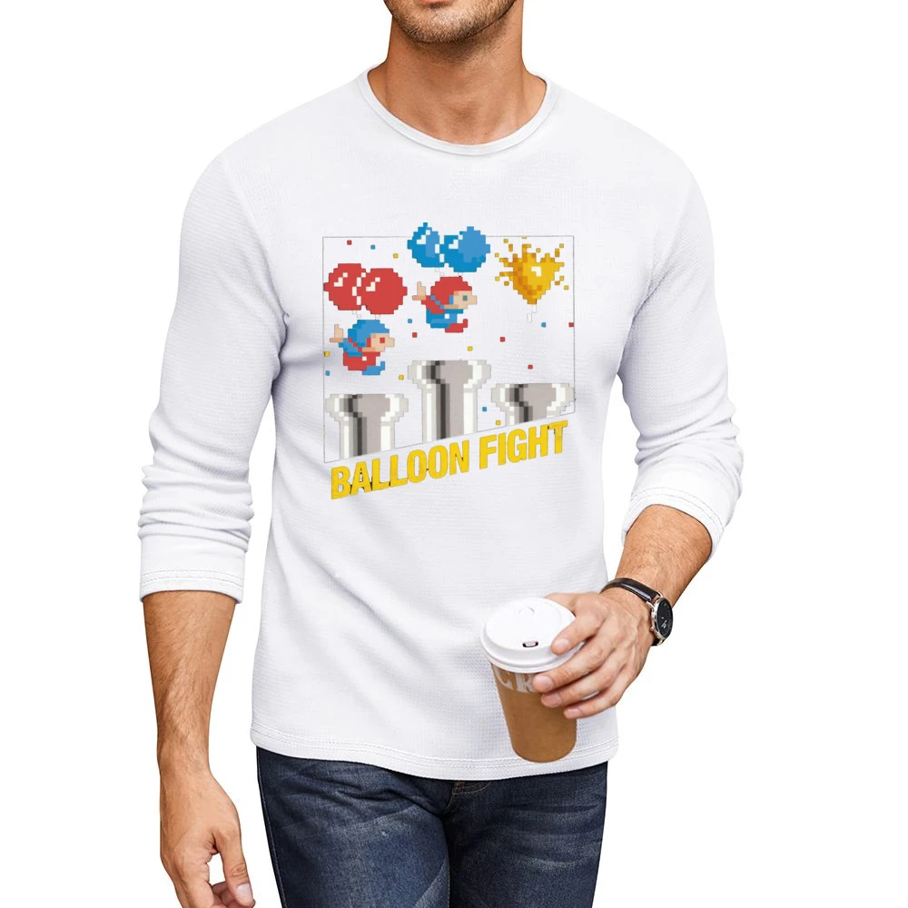 Balloon Fight Video Game Retro 80s Men CrewNeck Long Sleeve T-Shirt