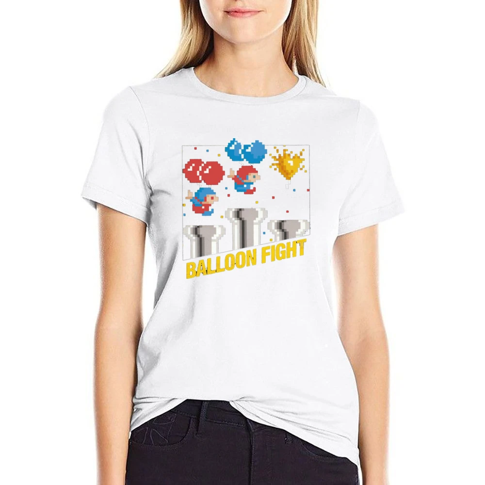 Balloon Fight Video Game Retro 80s US Size Women Ladies T-shirt