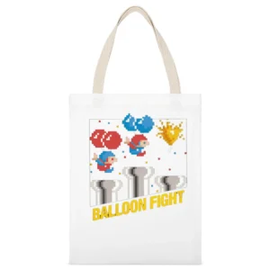 Balloon Fight Video Game Retro 80s White Canvas Tote Shopping Bag
