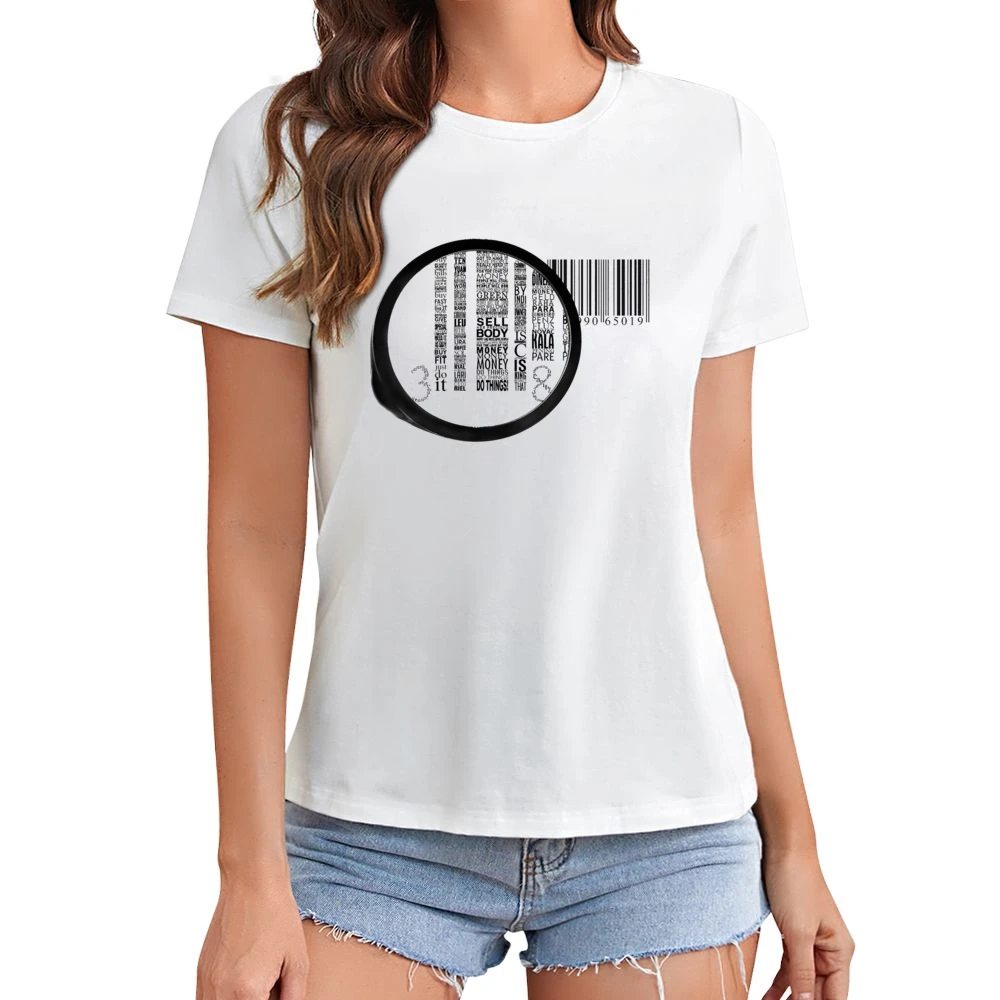 Barcode Zoom In Political Asian Size Women Ladies T-shirt