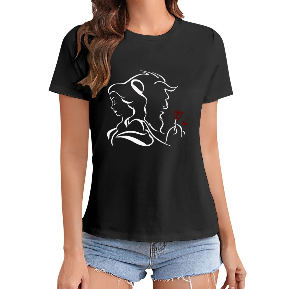 Beauty and the Beast Asian Size Women Ladies T-shirt