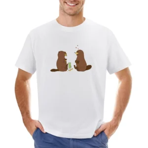 Beaver and platypus flirting funny wild animal Asian Size Men T-Shirt