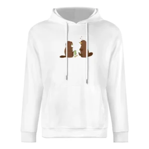 Beaver and platypus flirting funny wild animal European Size Men Hoodie