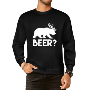 Beer Bear Deer Funny Animal Graphic European Size Pullover Sweater