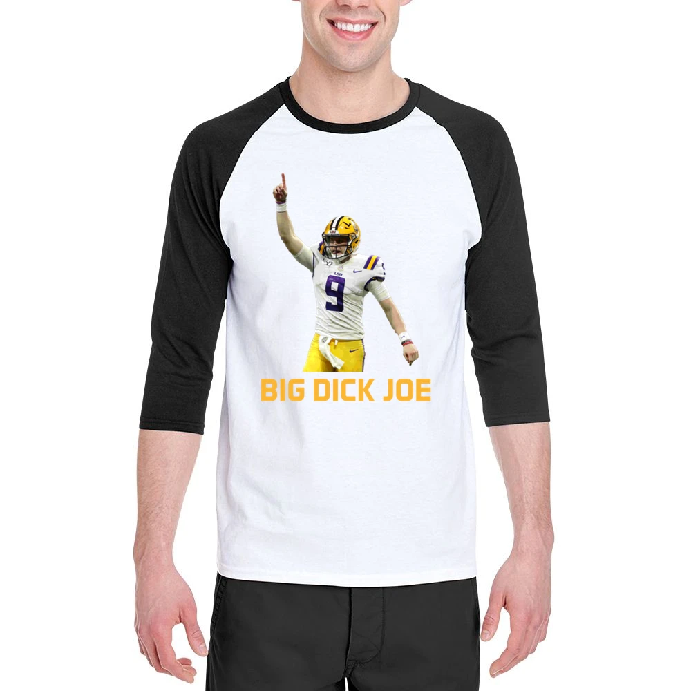 Big Dick Joe Burrow Lsu Louisiana Football Sports Fan Fixed Men 3/4 Sleeve T-Shirt