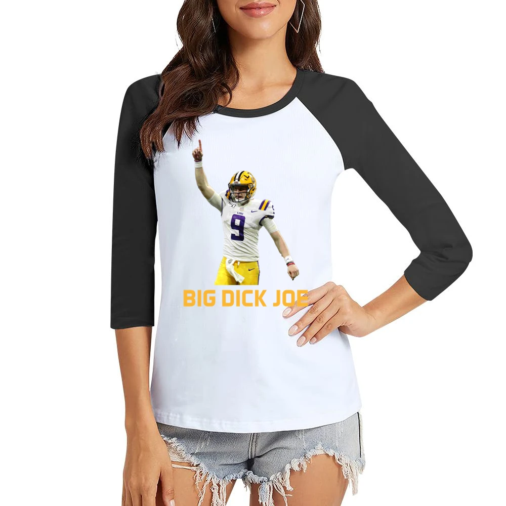 Big Dick Joe Burrow Lsu Louisiana Football Sports Fan Fixed Women Ladies 3-4 Sleeve T-Shirt