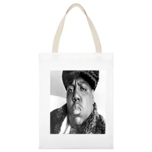 Biggie Brooklyn Streets Tshirt White Canvas Tote Shopping Bag