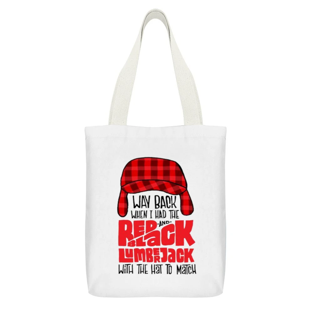 Biggie Lumberjack Tshirt White Canvas Tote Shopping Bag With Interior Pocket