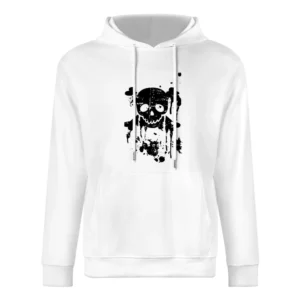 Black Splatters Skull Grungy Halloween grunge European Size Men Hoodie