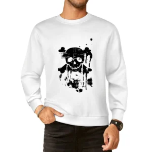 Black Splatters Skull Grungy Halloween grunge European Size Pullover Sweater