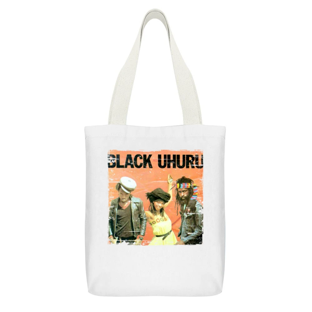Black Uhuru Red Album Cover Distressed Image White Canvas Tote Shopping Bag With Interior Pocket