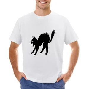 Black cat scared funny Asian Size Men T-Shirt