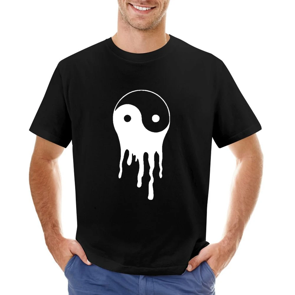 Bleeding Dripping Yin Yang Positive Balance Life Graphic Tee Shirt Asian Size Men T-Shirt