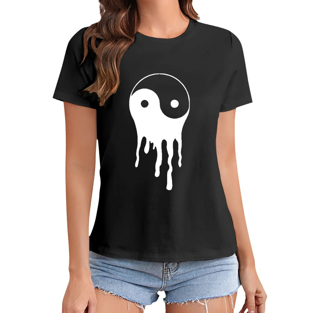 Bleeding Dripping Yin Yang Positive Balance Life Graphic Tee Shirt Asian Size Women Ladies T-shirt