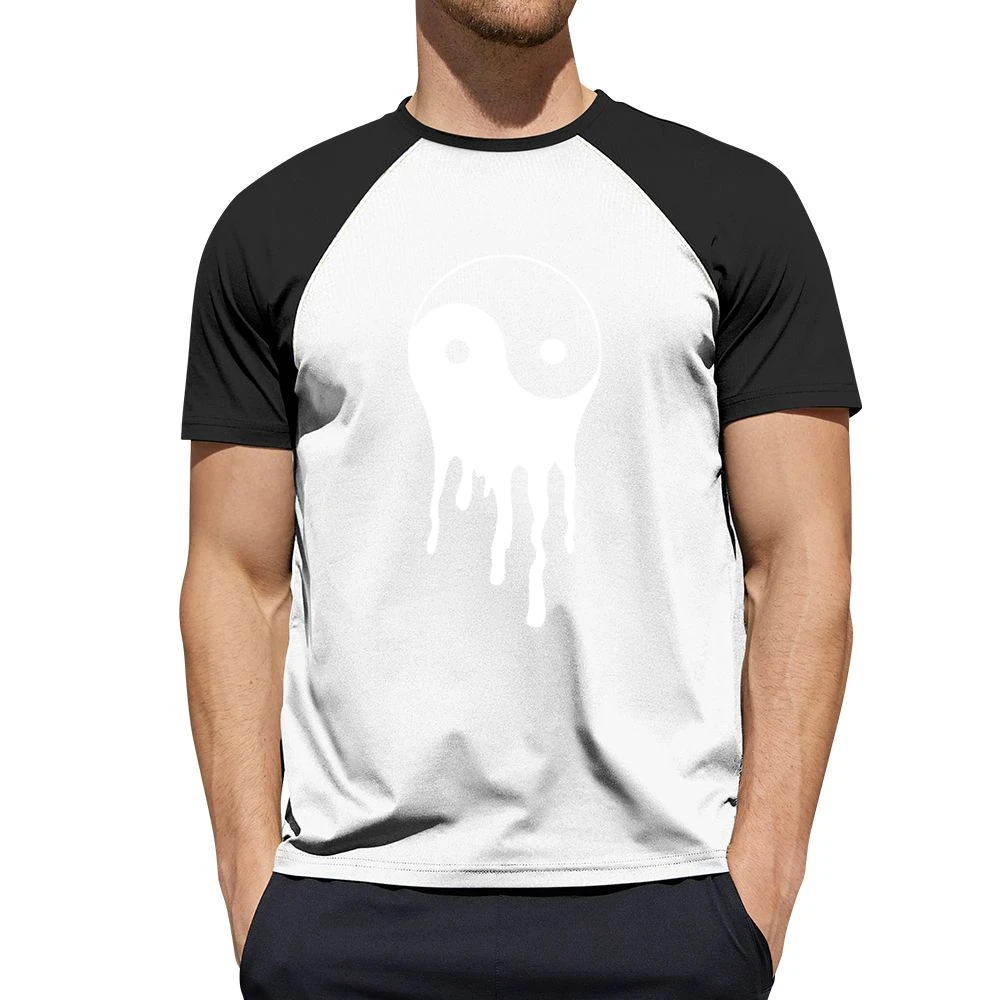 Bleeding Dripping Yin Yang Positive Balance Life Graphic Tee Shirt Men Short Sleeve T-Shirt