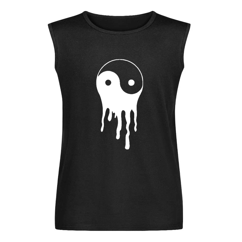 Bleeding Dripping Yin Yang Positive Balance Life Graphic Tee Shirt Men Sleeveless T-Shirt