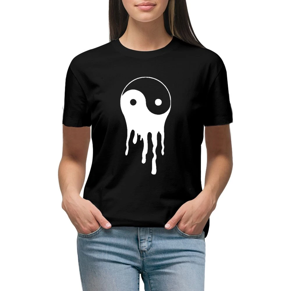 Bleeding Dripping Yin Yang Positive Balance Life Graphic Tee Shirt Premium Women Ladies T-shirt