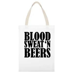 Blood Sweat And Beers Funny Country White Canvas Tote Shopping Bag