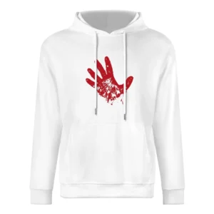 Bloody red hand rise from dead European Size Men Hoodie