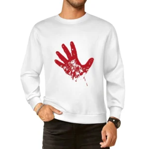 Bloody red hand rise from dead European Size Pullover Sweater