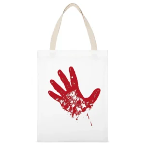 Bloody red hand rise from dead White Canvas Tote Shopping Bag
