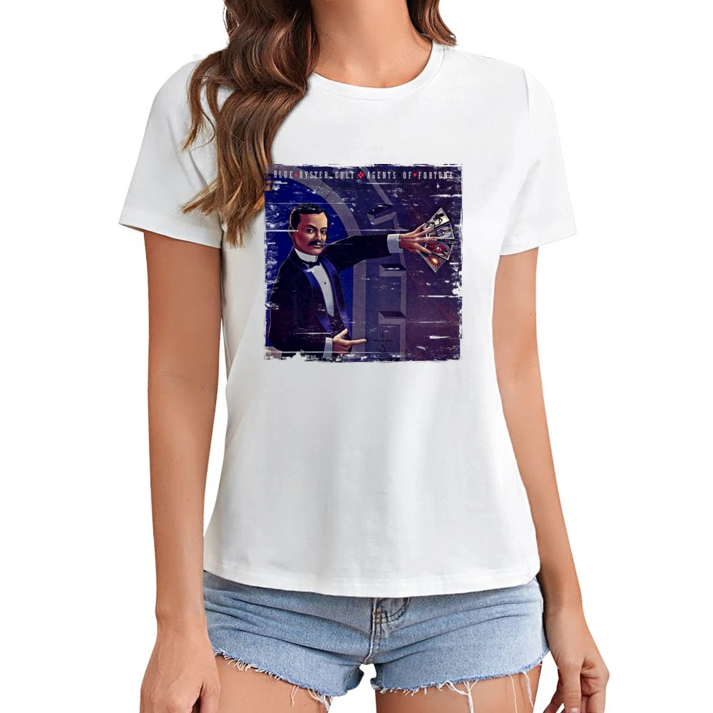 Blue Oyster Cult Agents Of Fortune Album Cover Distressed Image T Shir Asian Size Women Ladies T-shirt
