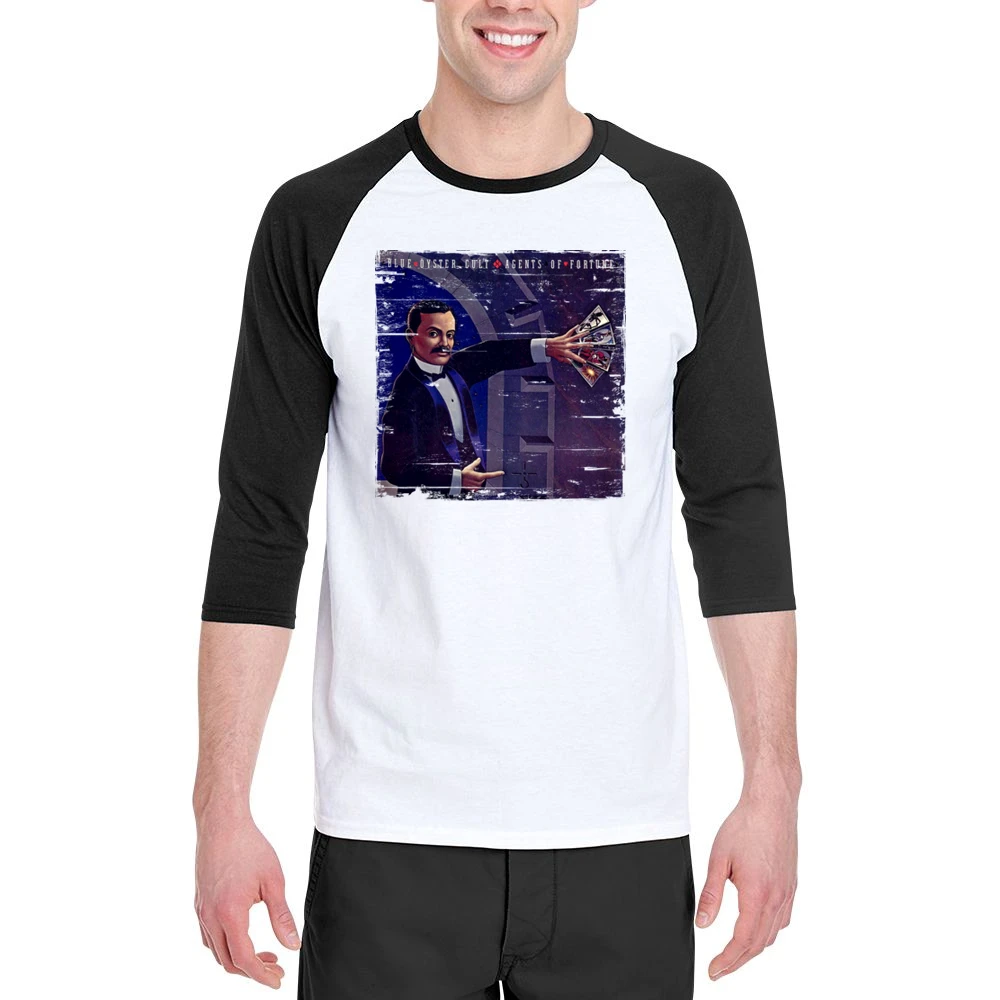 Blue Oyster Cult Agents Of Fortune Album Cover Distressed Image T Shir Men 3/4 Sleeve T-Shirt