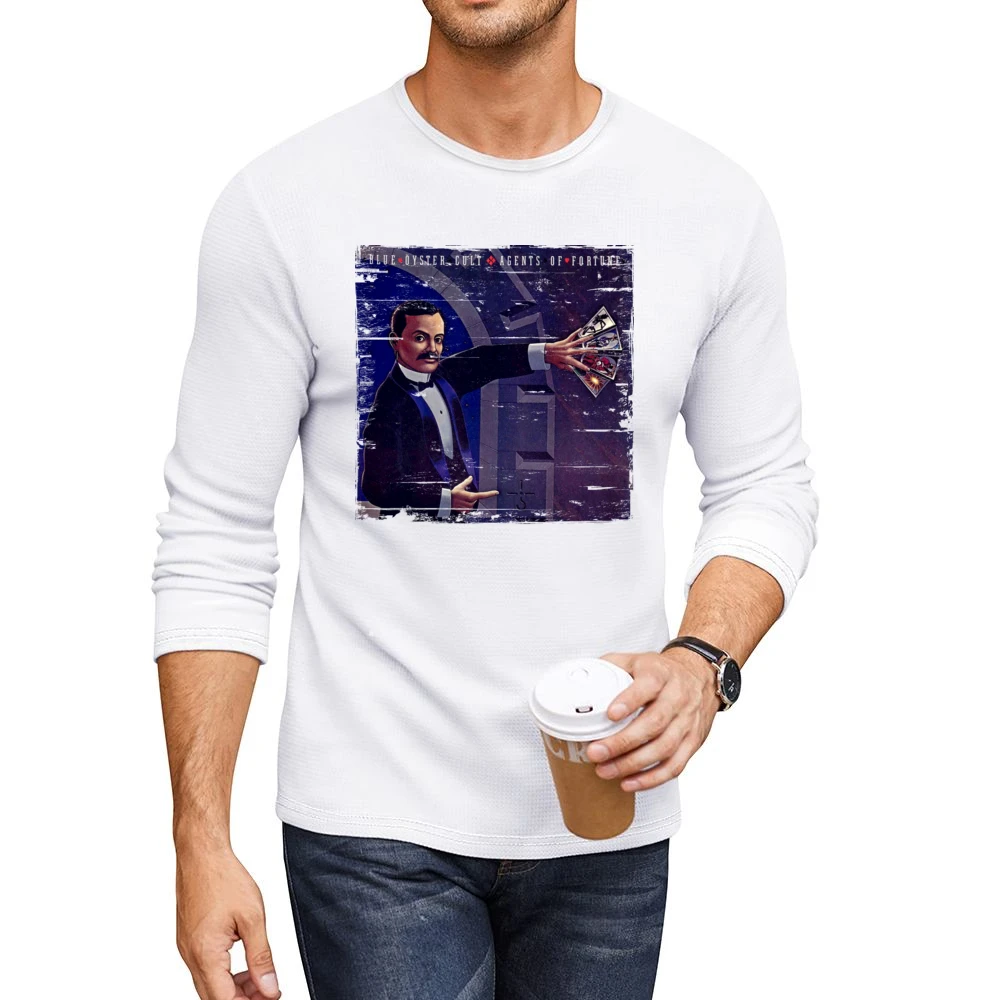Blue Oyster Cult Agents Of Fortune Album Cover Distressed Image T Shir Men CrewNeck Long Sleeve T-Shirt