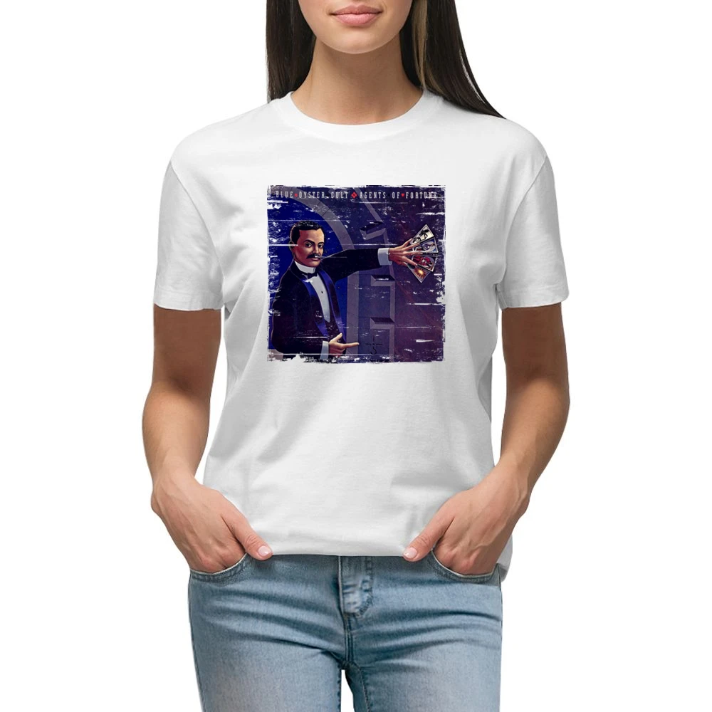 Blue Oyster Cult Agents Of Fortune Album Cover Distressed Image T Shir Premium Women Ladies T-shirt