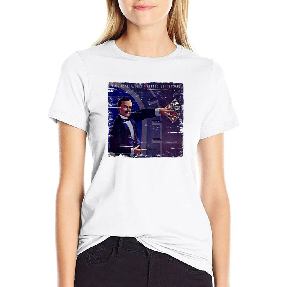 Blue Oyster Cult Agents Of Fortune Album Cover Distressed Image T Shir US Size Women Ladies T-shirt