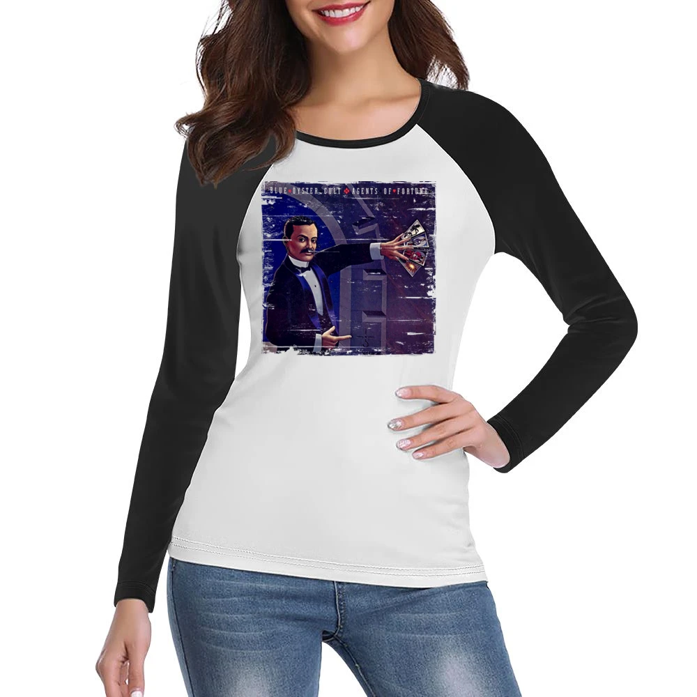Blue Oyster Cult Agents Of Fortune Album Cover Distressed Image T Shir Women Ladies Long Sleeve T-Shirt