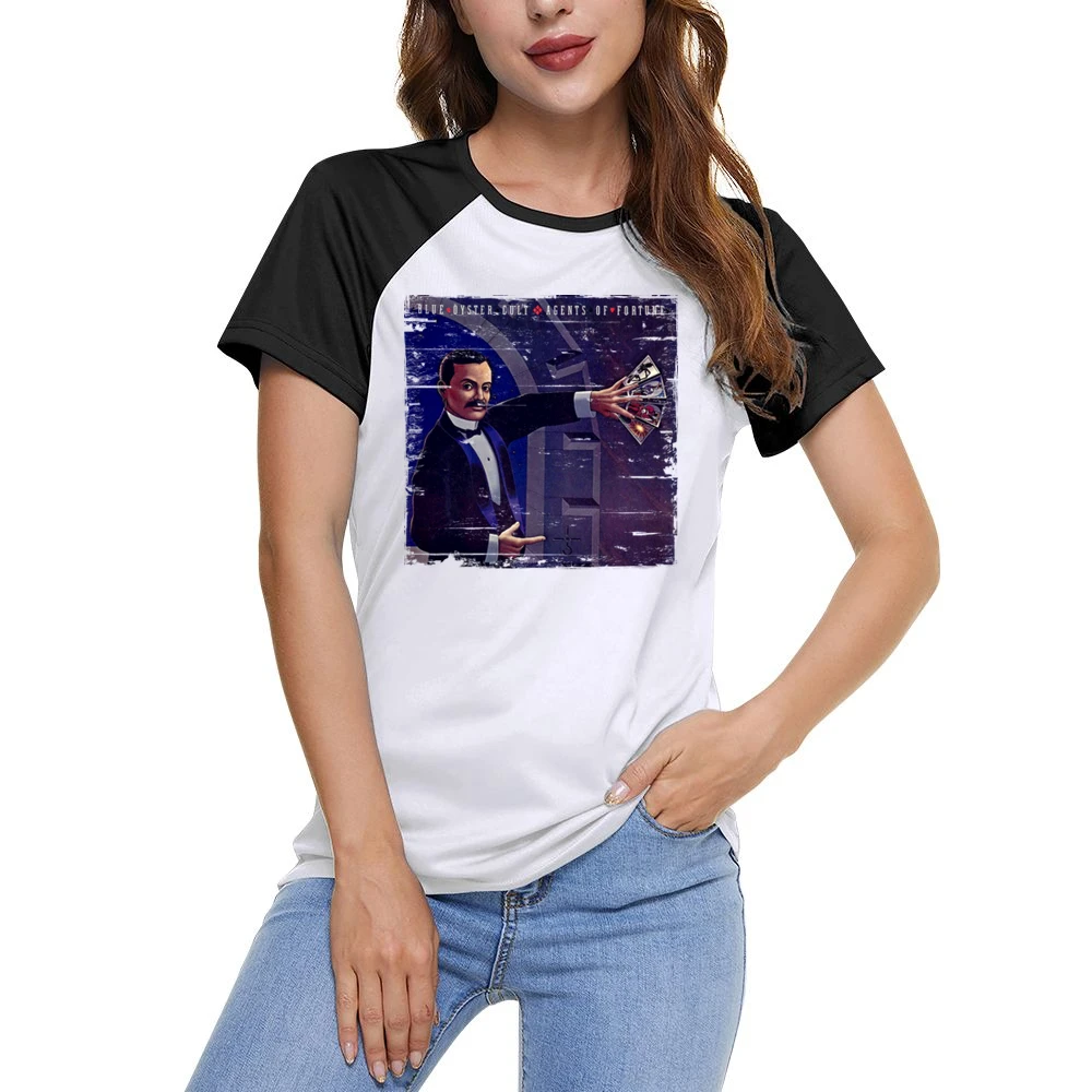 Blue Oyster Cult Agents Of Fortune Album Cover Distressed Image T Shir Women Ladies Short Sleeve T-Shirt
