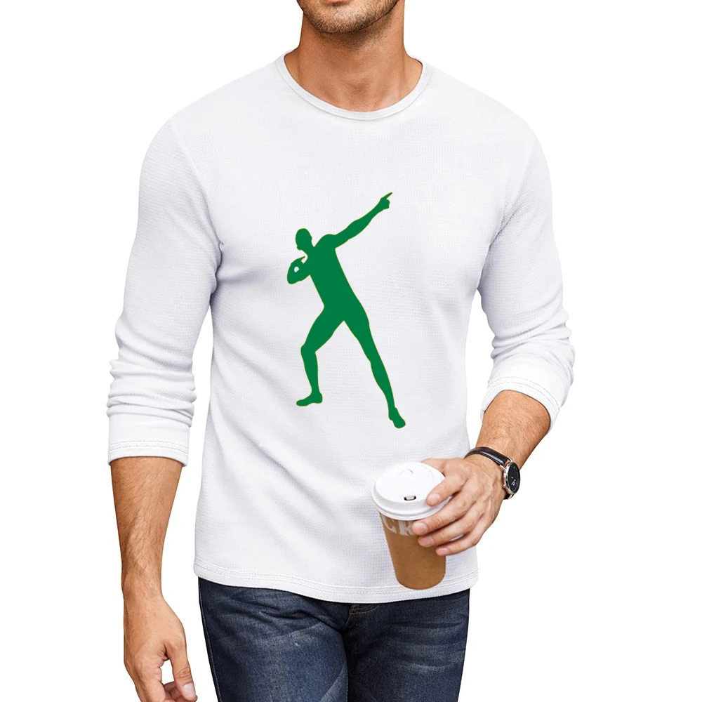 Bolt Pose Tshirt Men CrewNeck Long Sleeve T-Shirt