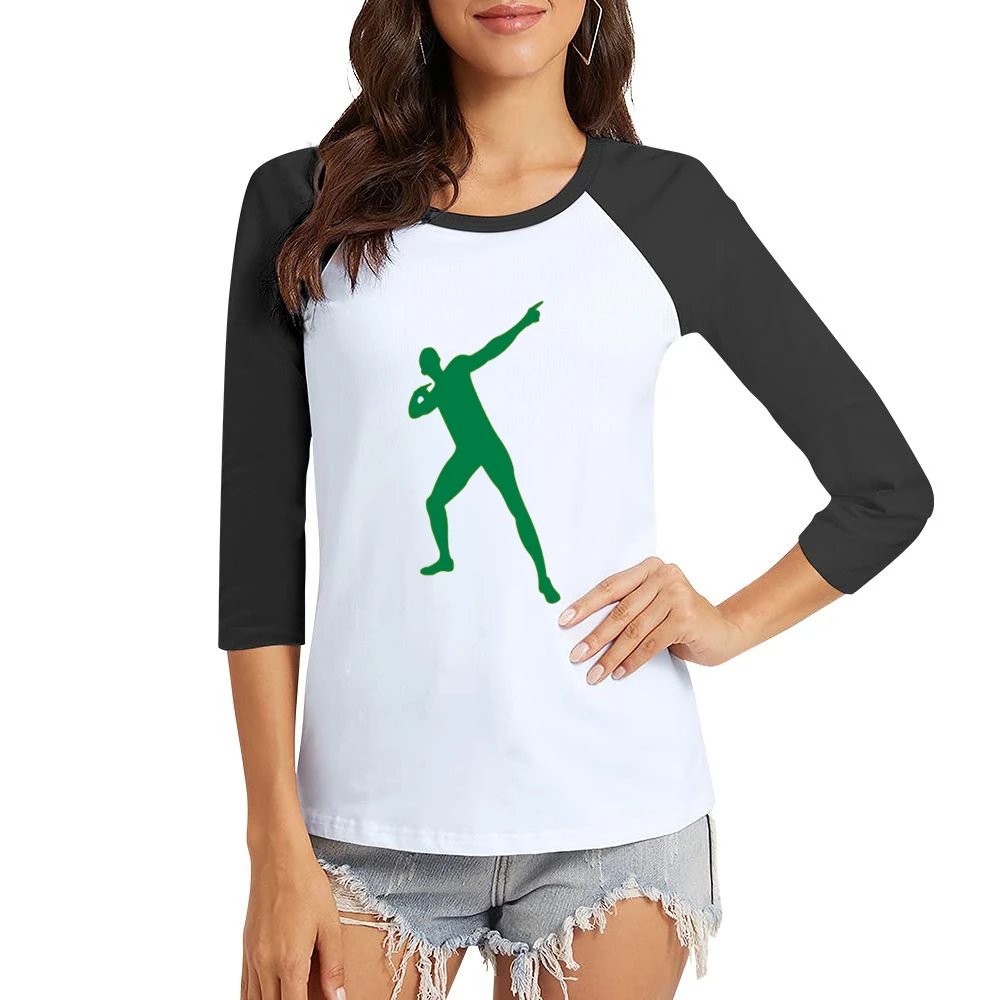 Bolt Pose Tshirt Women Ladies 3-4 Sleeve T-Shirt