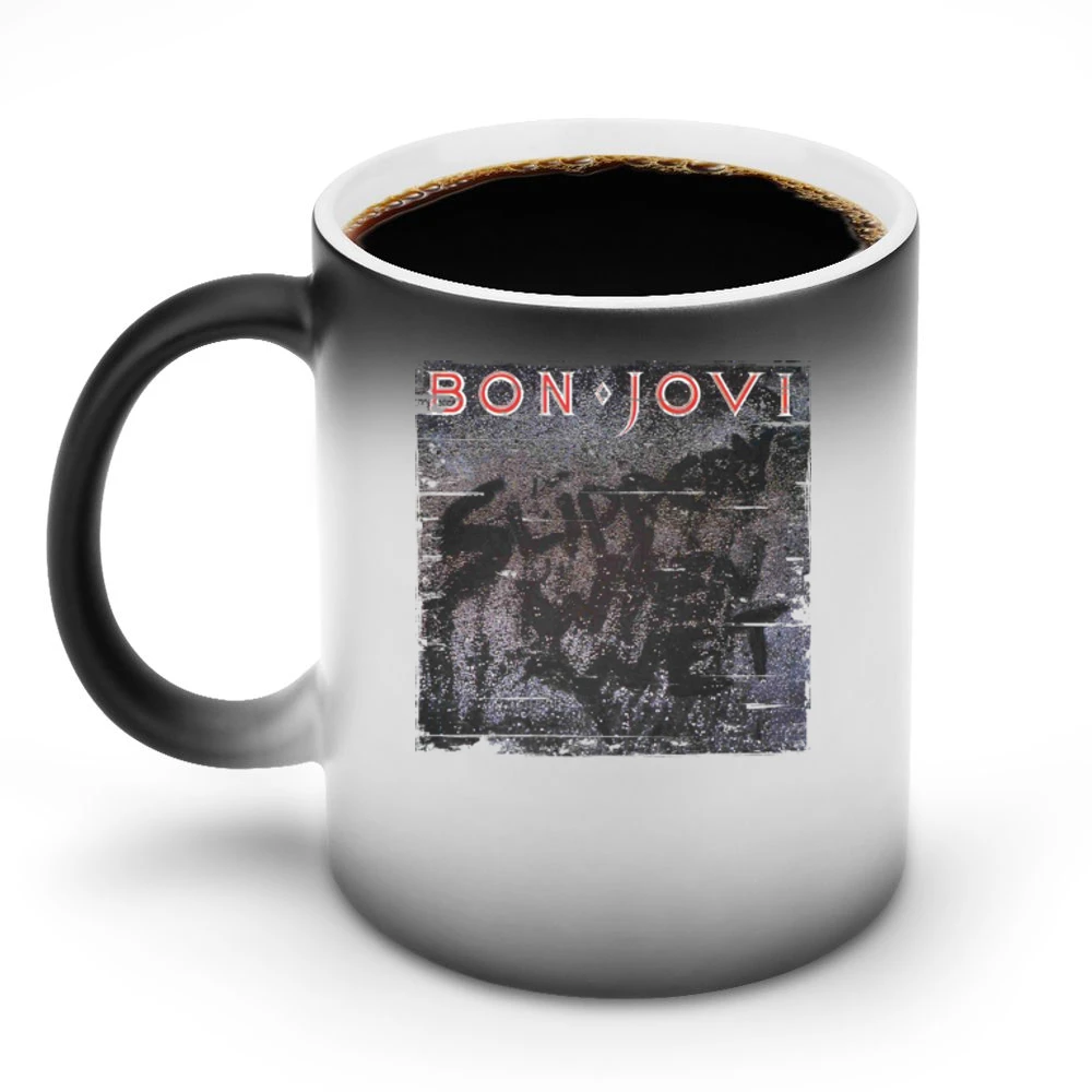 Bon Jovi Slippery When Wet Album Cover Distressed Image Discoloration Mug