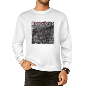 Bon Jovi Slippery When Wet Album Cover Distressed Image European Size Pullover Sweater