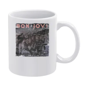 Bon Jovi Slippery When Wet Album Cover Distressed Image White Mug